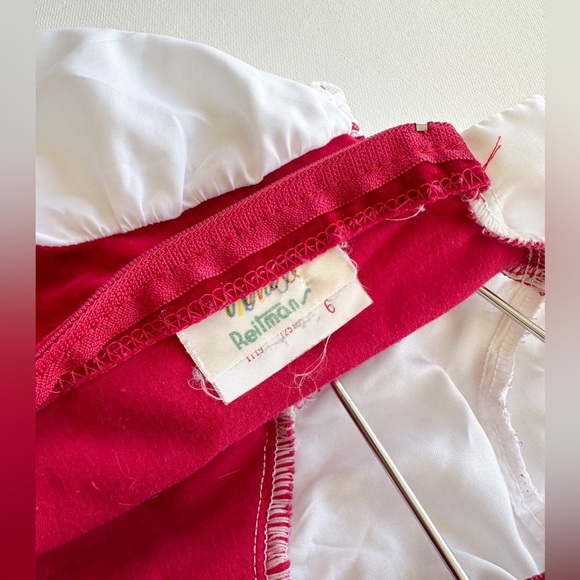 Vintage - Reitmans Dress - Red Velvet with White Lace/Ruffle-Long Sleeve - Size6 - Picture 7 of 10